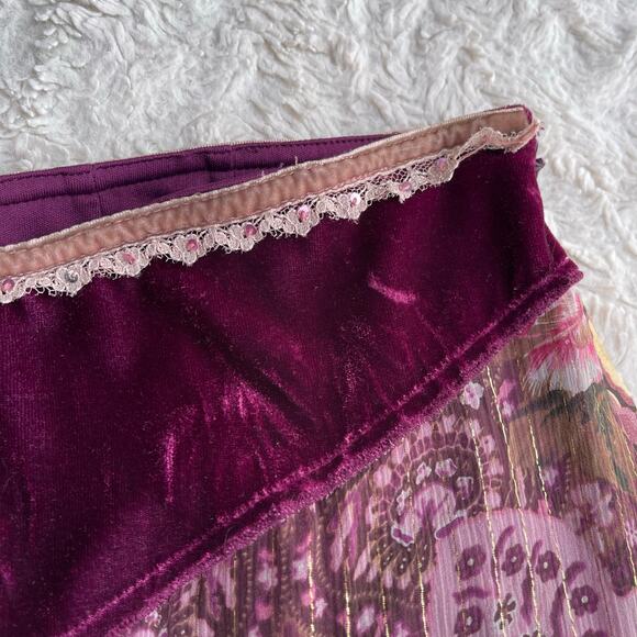 SOLD Cache vintage Y2K patchwork silk maxi skirt fairy paisley floral velvet - Picture 6 of 12